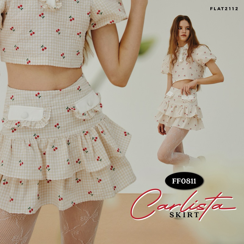 FLAT2112 FF0811 : CARLISTA SKIRT กระโปรงทรงเอ แต่งระบาย ซับในกางเกง