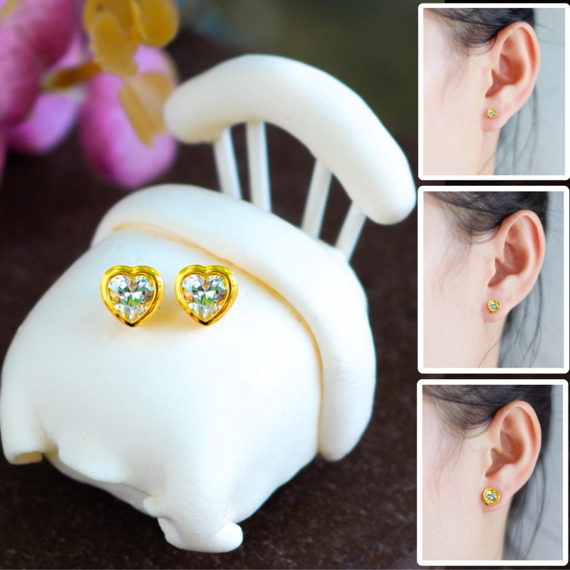 [ ลดเพิ่ม 30% เก็บโค้ดหน้าร้าน] 1คู่ ต่างหูกลม CZ (วัสดุอย่างดี ไม่ลอกดำ แพ้ง่ายใส่ได้) CN Jewelry