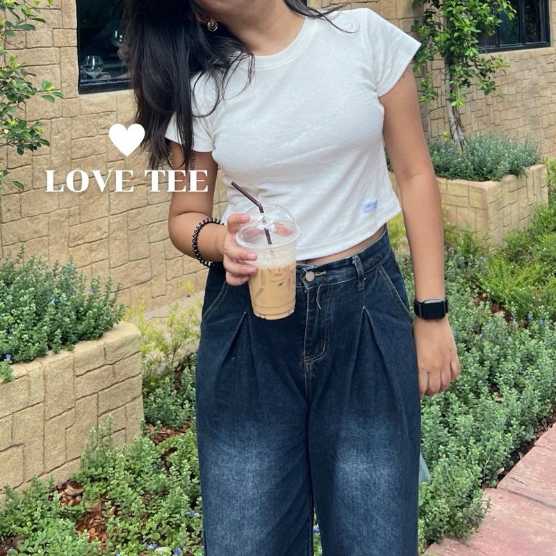 am.simple.clothes - love tee เสื้อเบบี้ทีผ้าลายฉลุ