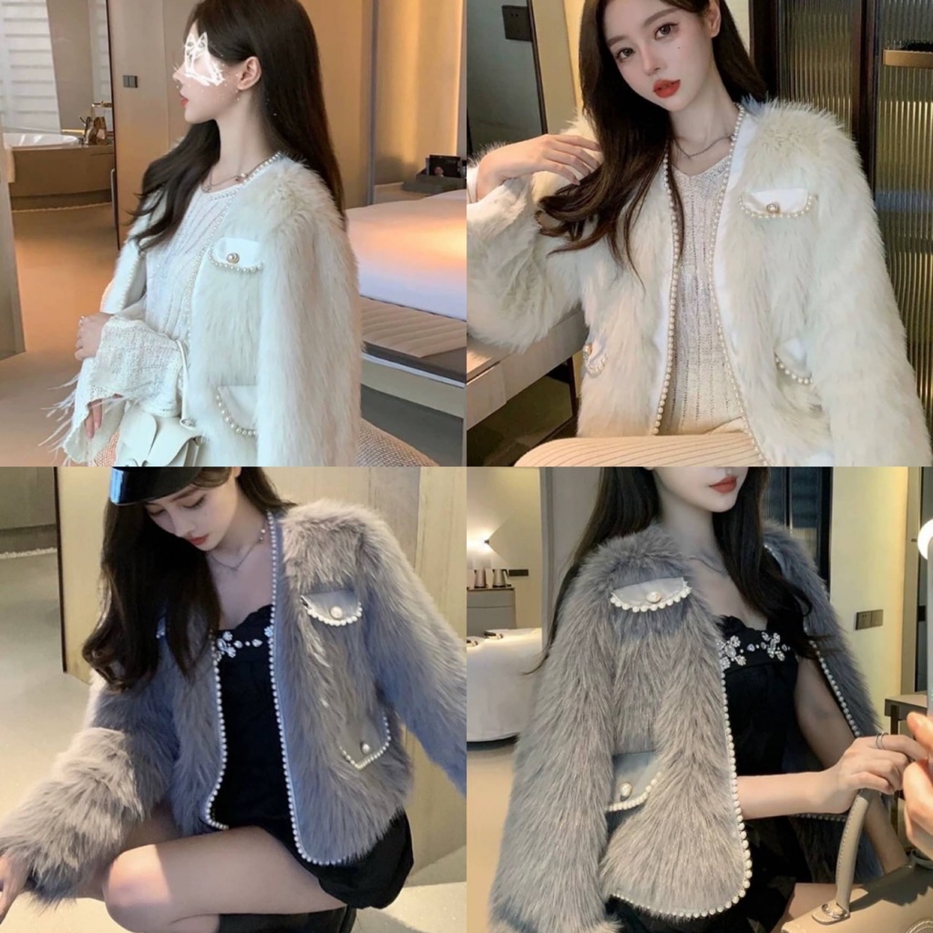 BT 06-21061 เสื้อคลุมแขนยาวขนมิ้งค์ฟู