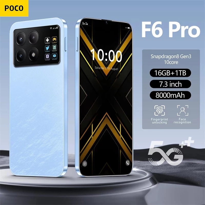 สมาร์ทโฟนของแท้ POCO F6 PRO หน้าจอเต็มขนาด 7.3 นิ้ว 8000 mAh Android โทรศัพท์เกมมิ่งราคาถูก