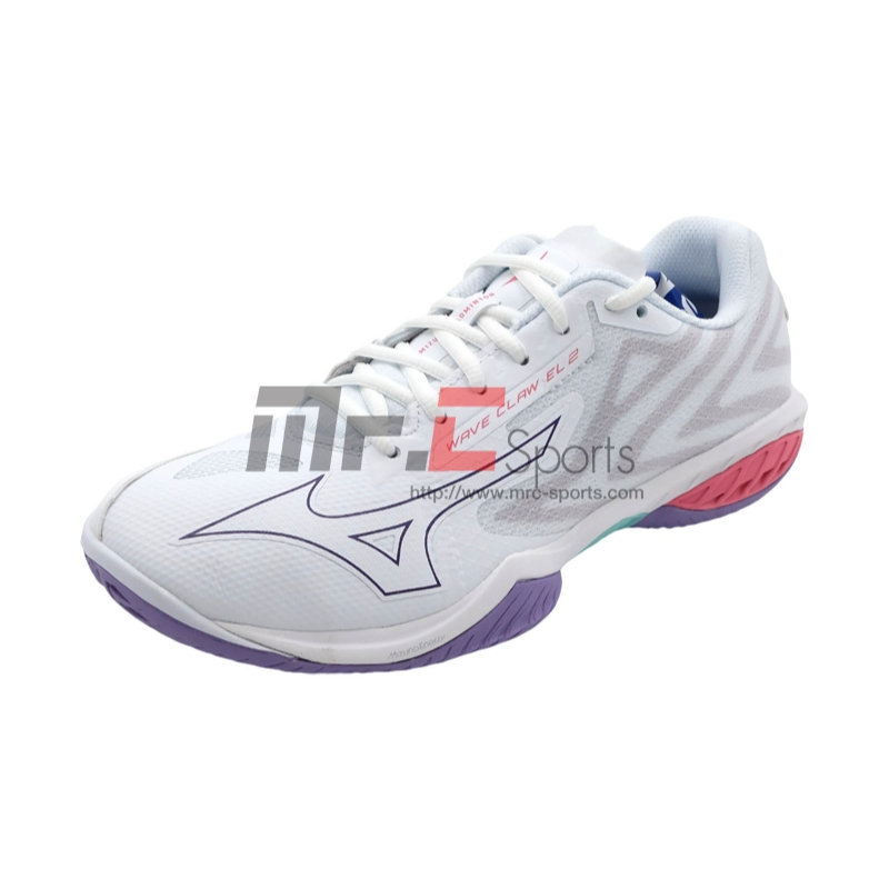 รองเท้าแบดมินตัน MIZUNO WAVE CLAW EL 2 WHITE/PURPLE (71GA258368)
