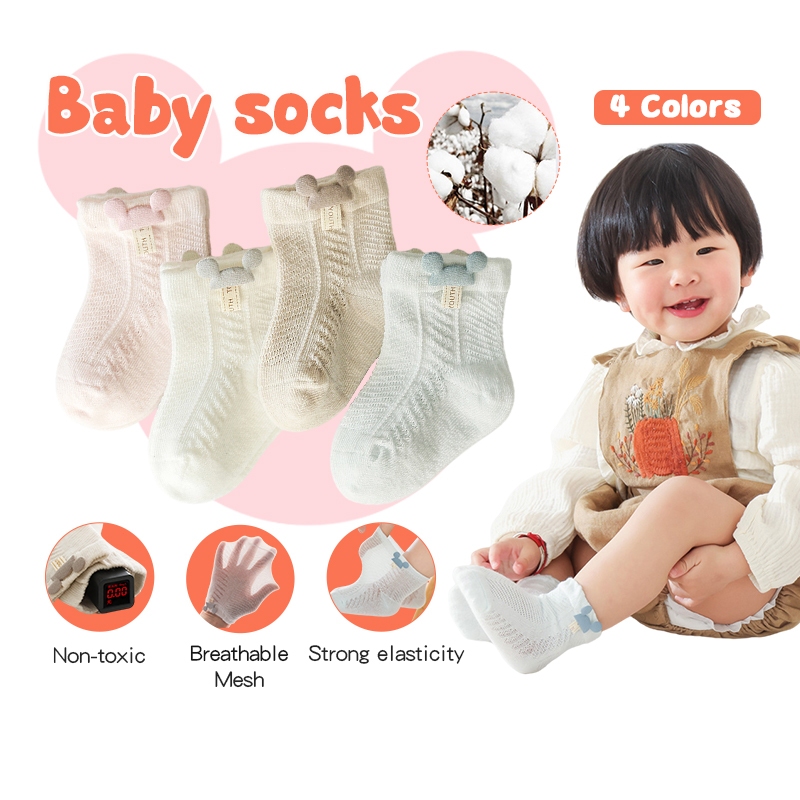 ถุงเท้าเด็ก ถุงเท้าสั้น ยืดหยุ่น ผ้าฝ้ายแท้ ระบายอากาศได้ดี