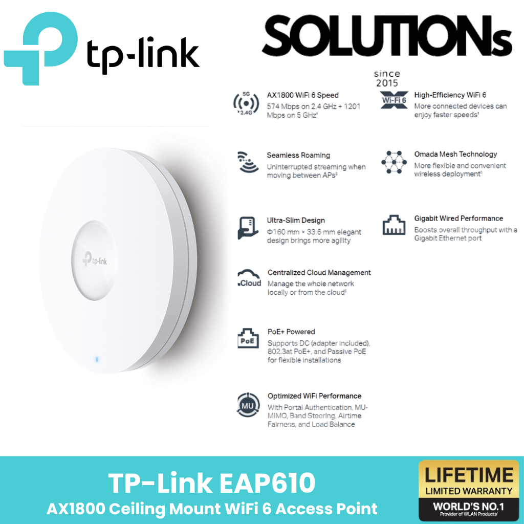 TP-Link ⚡️ACCESS POINT แอคเซสพอยต์⚡️ EAP610 AX1800 Wireless Dual Band Ceiling Mount WiFi 6 Access Po