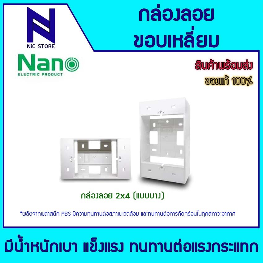 Nano กล่องลอย 2x4 (แบบบางและแบบหนา) กล่องลอย 4x4 ขอบเหลี่ยม (แบบหนา) บ็อกลอย บล็อกลอย สำหรับปลั๊กไฟ 