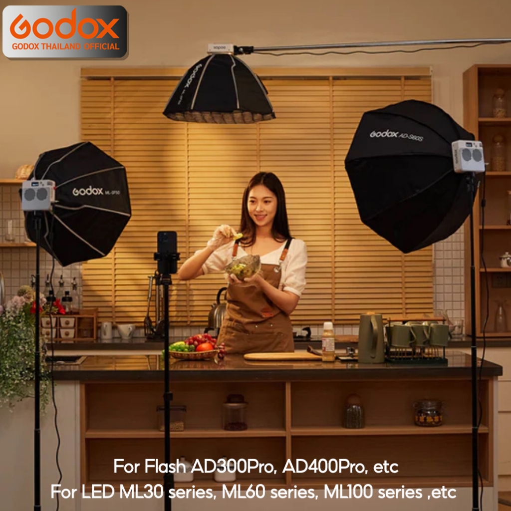 Godox Softbox ML-SF50 Octa Softbox 50 cm. with Grid (Godox Mount) For AD300Pro, AD400Pro,ML30 ML60 ML100 series, etc