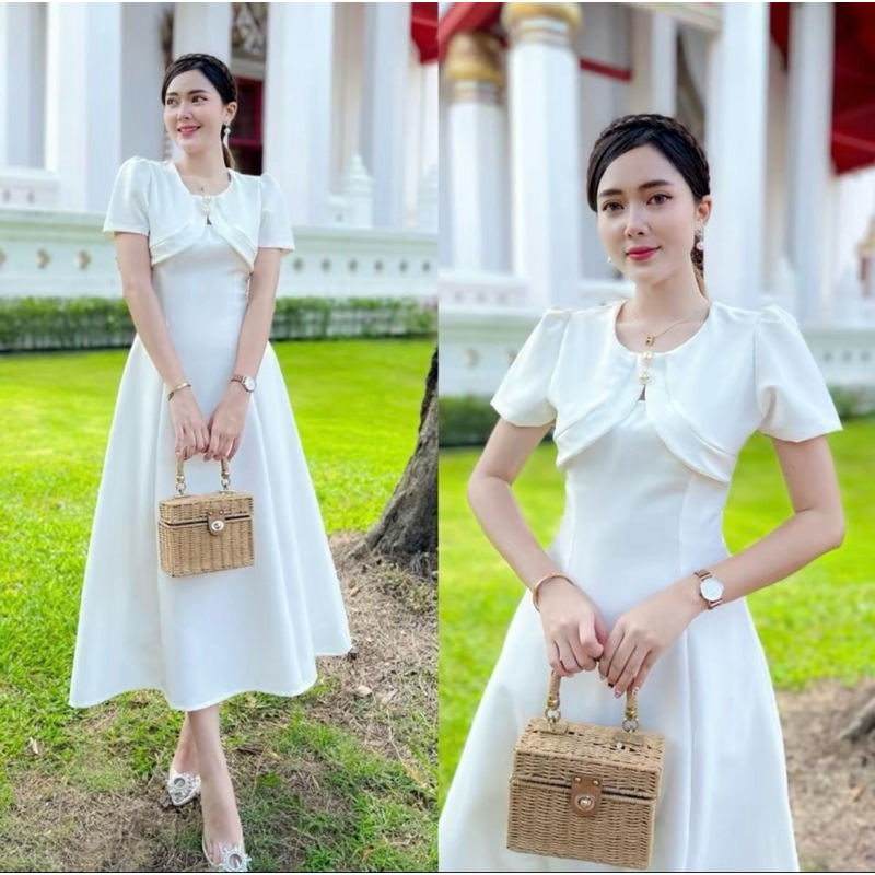 เดรสยาวใส่ออกงาน สวยมาก ไม่บางใส่ซับในทั้งตัว