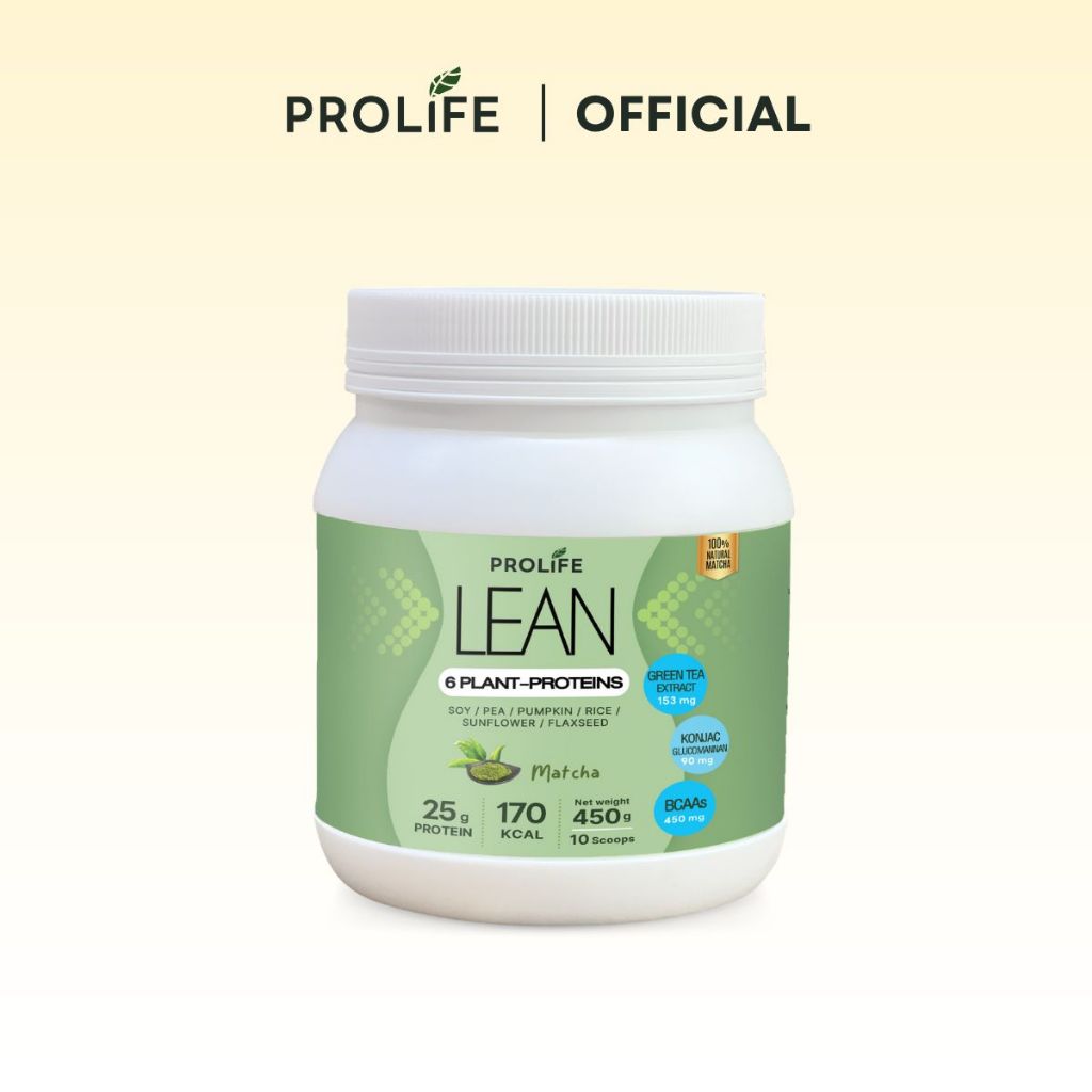 Prolife LEAN 6 Plant Proteins รสมัทฉะ 1 กระปุก ขนาด 450g โปรไลฟ์ ลีน โปรตีนพืชชงดื่ม