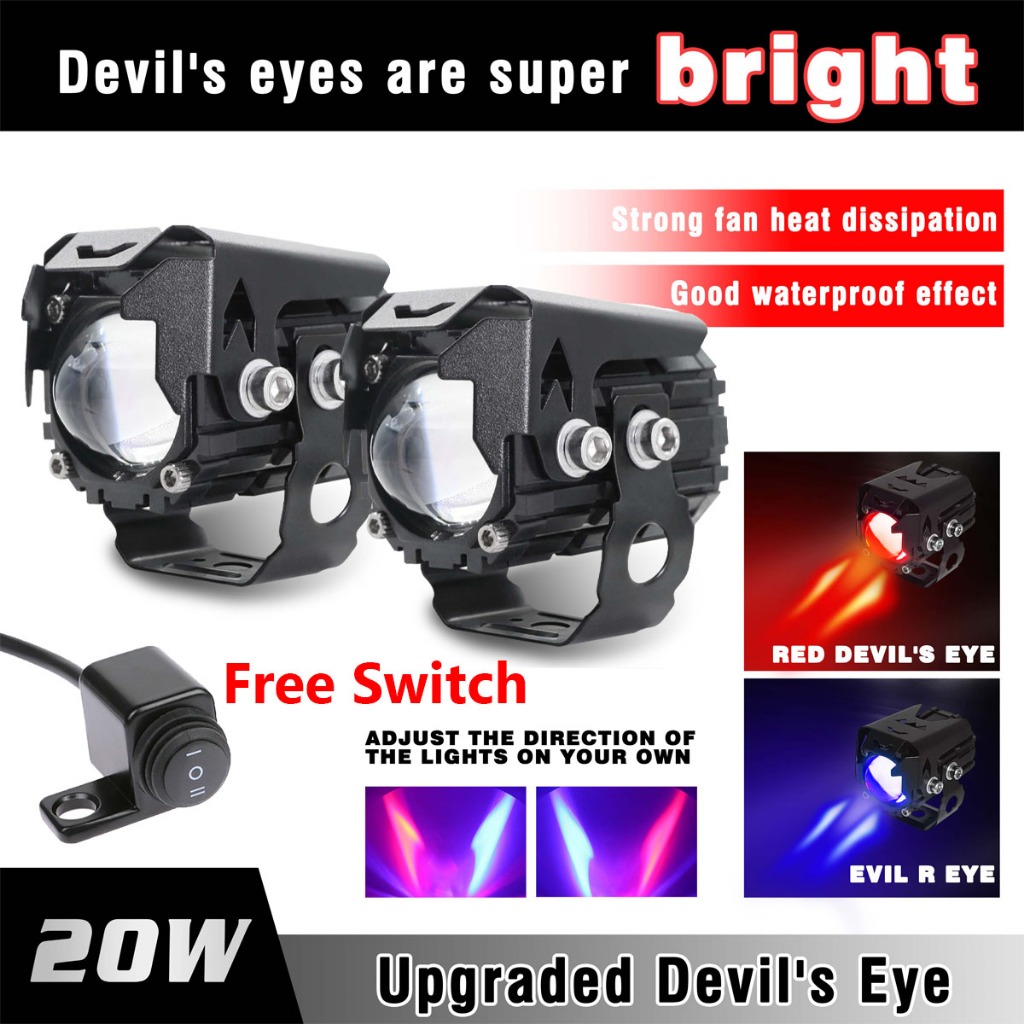 (พร้อมการรับประกัน)2 ชิ้น ไฟสปอตไลท์ LED สำหรับขับมอเตอร์ไซค์แบบอัปเกรด ไฟหลากสีสันพร้อมโหมดกระพริบ กันน้ำระดับ IP68