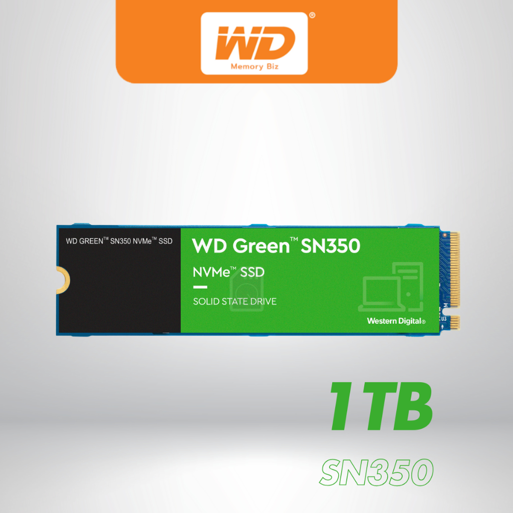 WD 1TB SSD (เอสเอสดี) WD GREEN SN350 - PCIe 3x4/NVMe M.2 2280 (WDS100T3G0C) ประกัน 3 ปี MemoryBiz