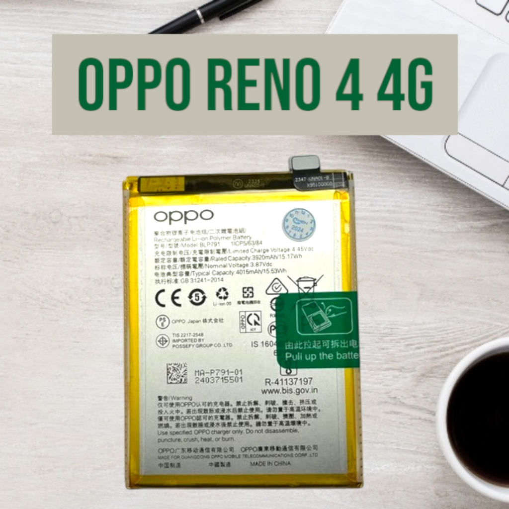 แบตเตอรี่ แท้ Oppo Reno4 4G BLP791 2150mAh แบตอ๊อปโป้ Reno4 4G