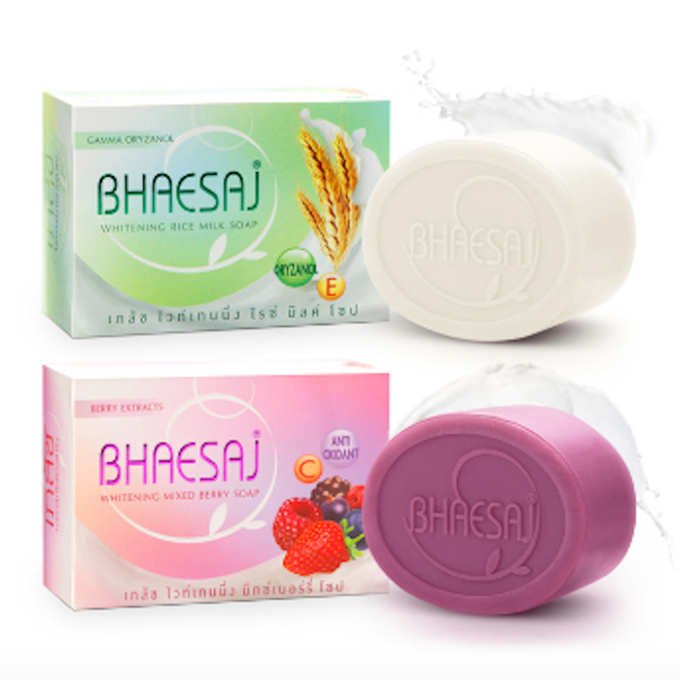 Bhaesaj สบู่เภสัช ไวท์เทนนิ่ง 130g. soap (สูตรนมข้าว/สูตรมิกซ์เบอร์รี่) สบู่ก้อนเภสัช สบู่แบบก้อน สบู่ชำระผิวกาย