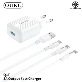 🔥หัวชาร์จ+สายชาร์จ OUKU Q1-T ชาร์จเร็ว Charger Set Fast Charging 2.4A สำหรับ สำหรับ Micro USB/lighting/Type C