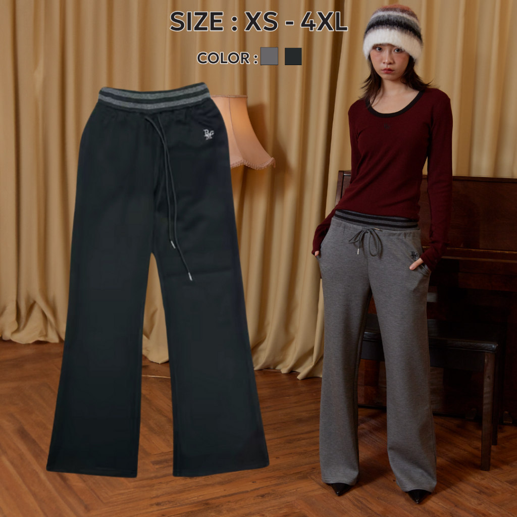 Bemingpants068(XS-4XL) - Terry Sweatpants วอร์มเอวสม๊อค ทรงสวย ผ้านิ่ม ไม่ยับง่าย