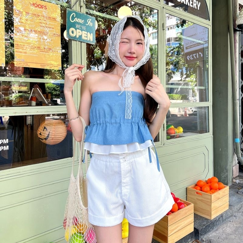 Denim top เกาะอกสียีนส์