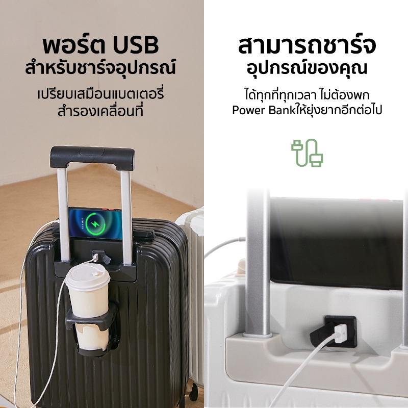 COCOGU Luggage กระเป๋าเดินทาง ฟังก์ชั่นพอร์ตชาร์จUSB 18นิ้ว รุ่น 1008