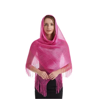 ผ้าคลุมไหล่สีทองและสีเงินของผู้หญิงชุดราตรีผ้าไหมผ้าพันคอแต่งงาน