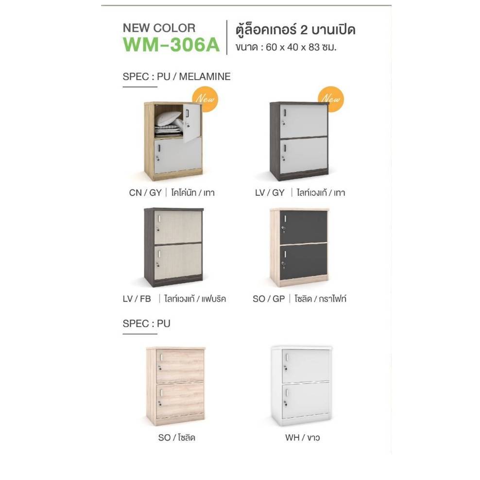 ตู้ล็อกเกอร์ 2 บานเปิด รุ่น WM306A