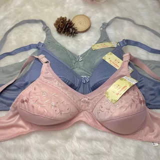 (12ตัว)เสื้อชั้นในแม่บ้านคละสี คัพB 2ตะขอ ไร้โครง ไร้ฟองน้ำ คละลายผ้าลูกไม้ สไตล์สุ่ม[34-42]