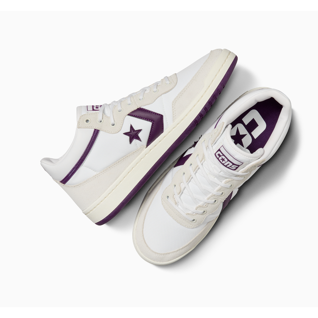 CONVERSE รองเท้า FASTBREAK PRO SUEDE/NYLON MID WHITE/PURPLE ผู้ชาย A08854CM_S4WTPP