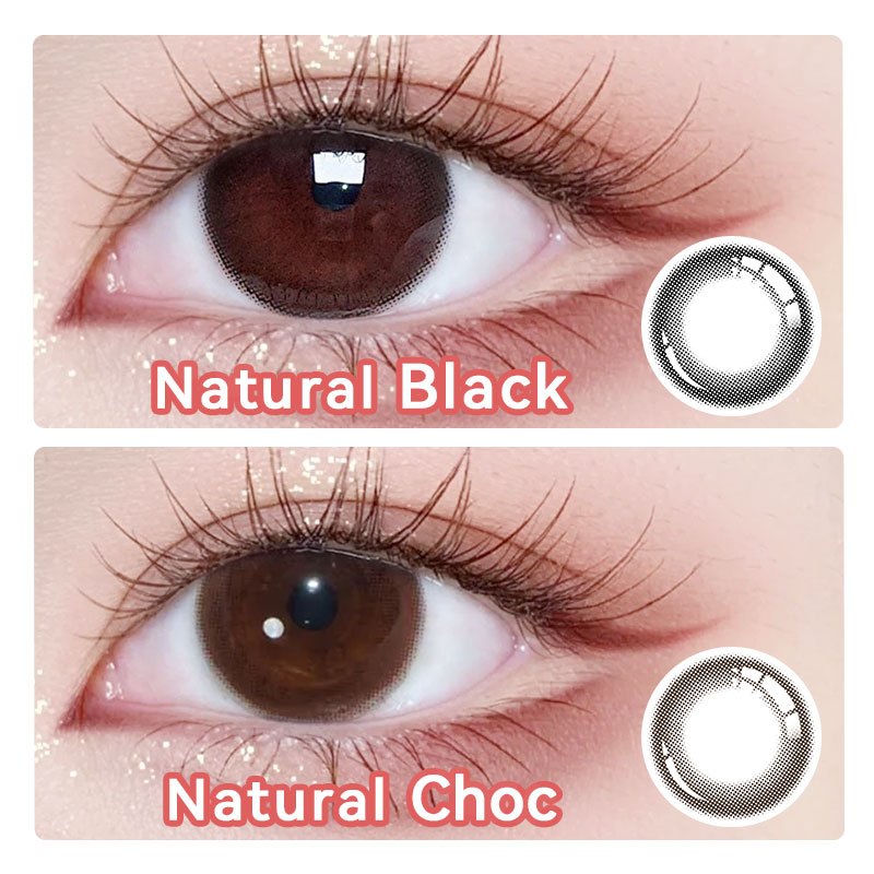 Midroo 0°-600° ถูก เลนส์มีค่าสายตา เลนส์ธรรมชาติขนาดมินิ Black/Brown Ring ตาประกาย DIA14.0 มม Monthly Replace