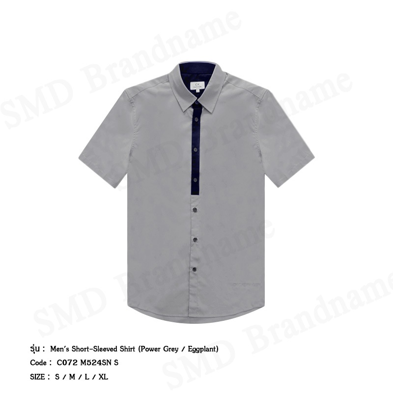 CK Calvin Klein เสื้อเชิ้ต รุ่น Men’s Short-Sleeved Shirt (Power Grey/Eggplant) Code: C072 M524SN S