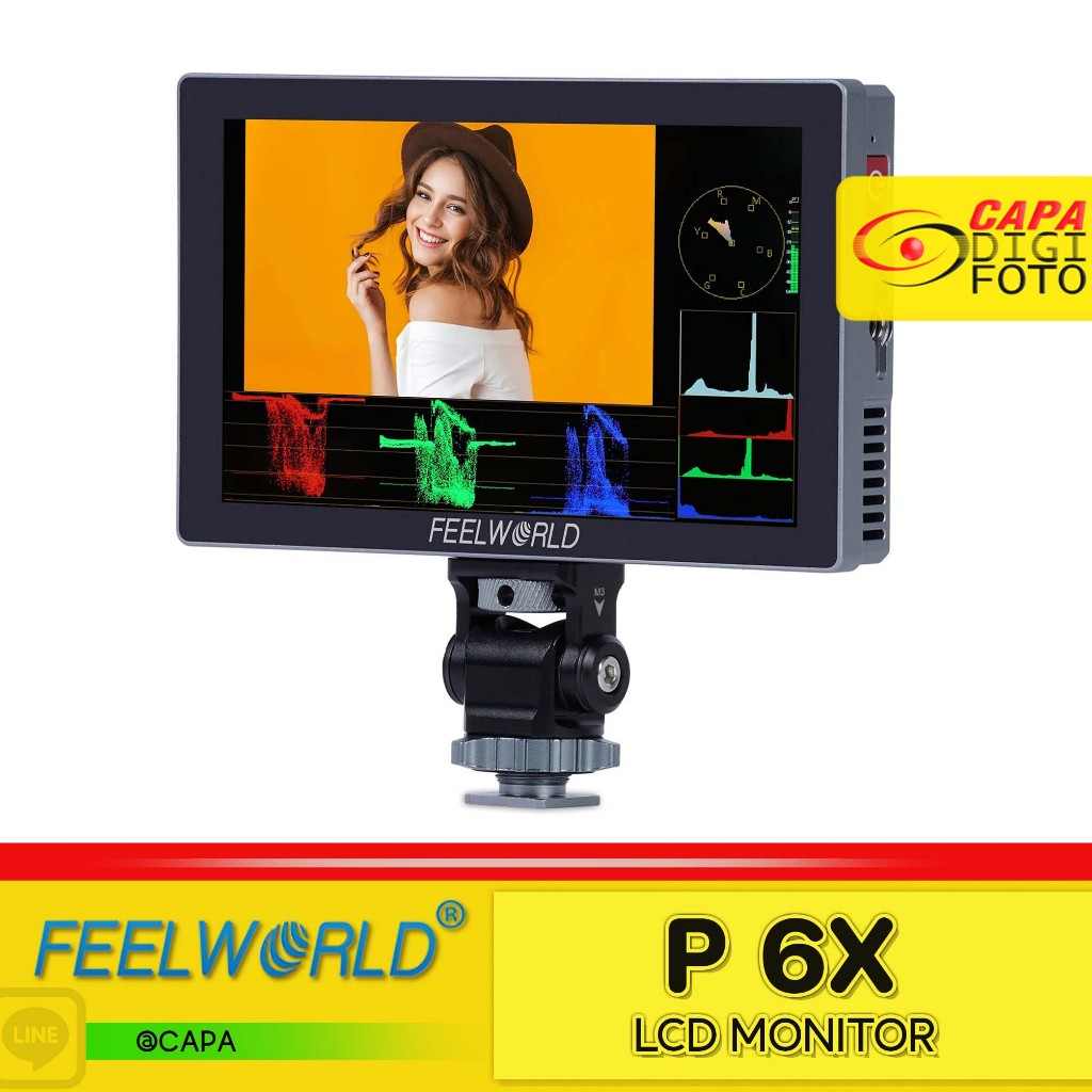 FEELWORLD P6X 5.5 นิ้ว 1000nit อลูมิเนียม DSLR กล้อง Field Monitor หน้าจอสัมผัส 4K