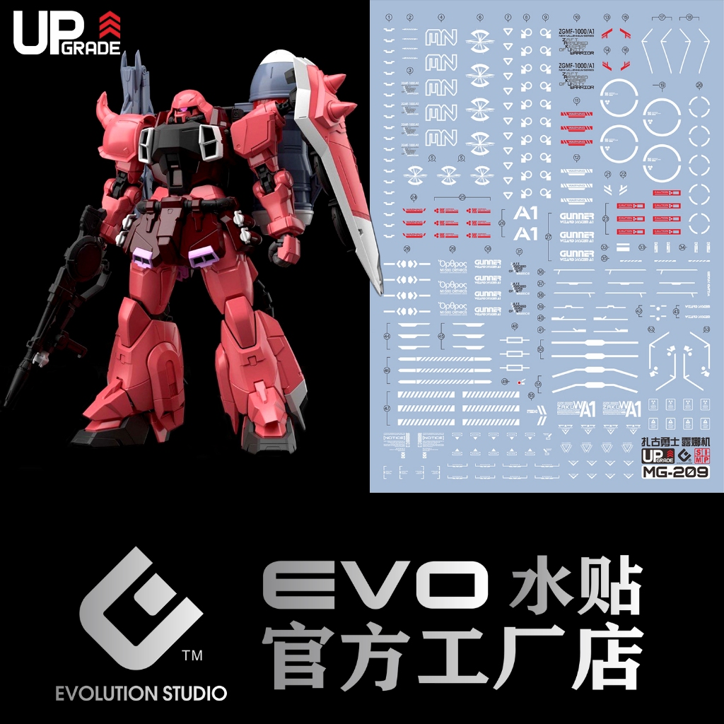 ดีคอลน้ำ DECAL EVO[UPGrade] MG Zaku Warrior Luna สะท้อนแสงแบล็คไลด์
