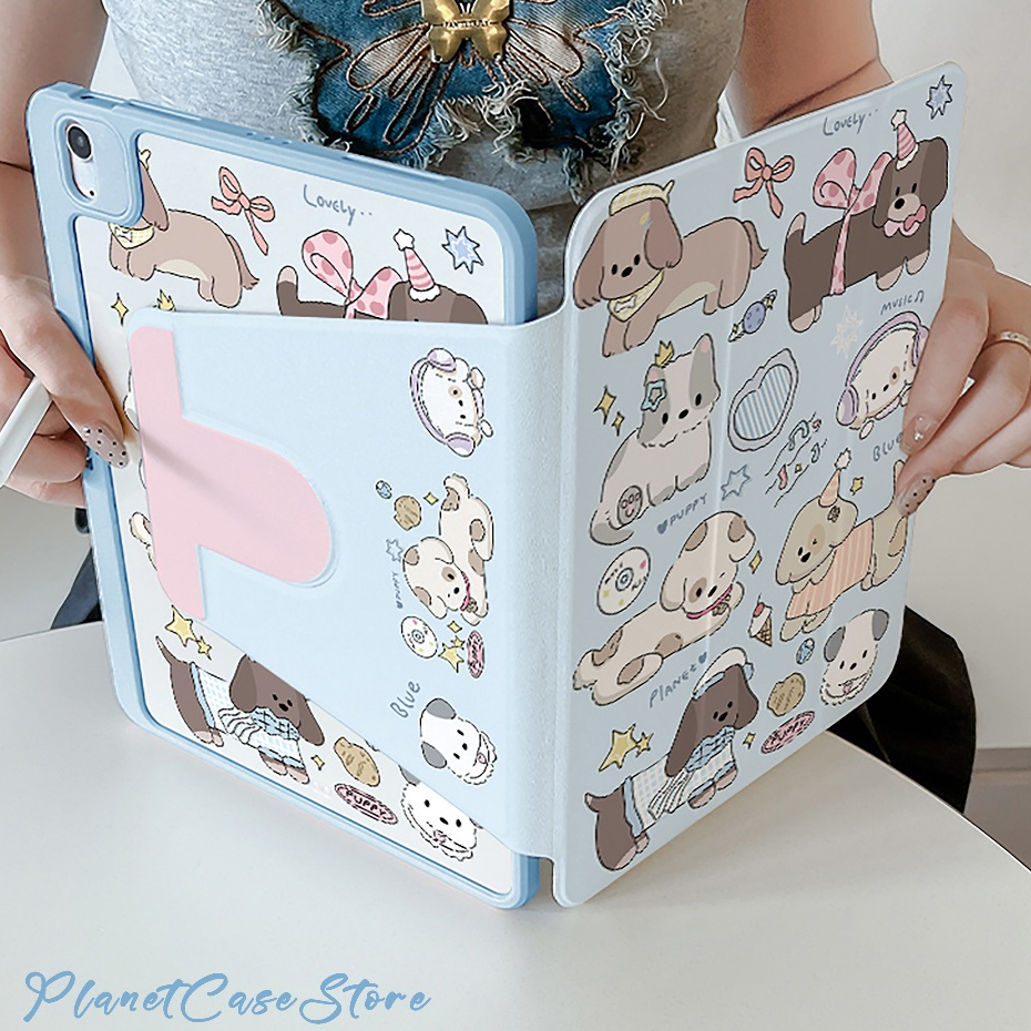 🔥พร้อมส่ง🔥เคสไอแพด Air6 11/13 Air7 ที่ใส่ปากกา หูฟังลูกสุนัขโบว์ริบบิ้น เคสiPadหมุน 360° Gen11 Gen9