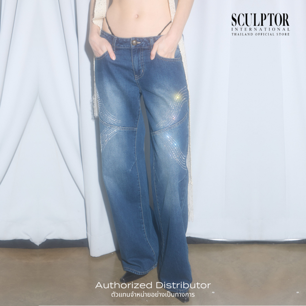SCULPTOR® กางเกง Rhinestone Lowrise Denim