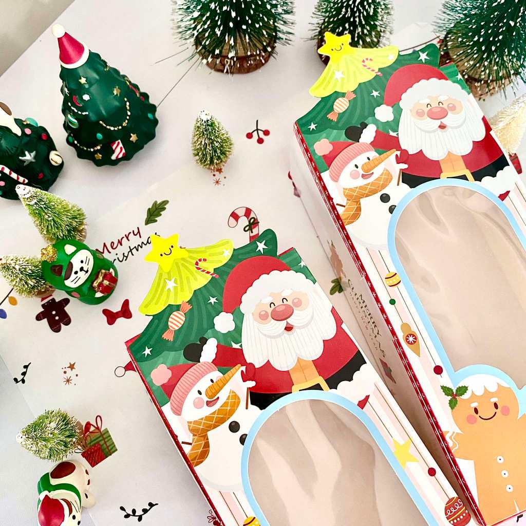 CC กล่อง คุกกี้ ปีใหม่ พายสับปะรด ลายคริสมาสต์ Happy New Year