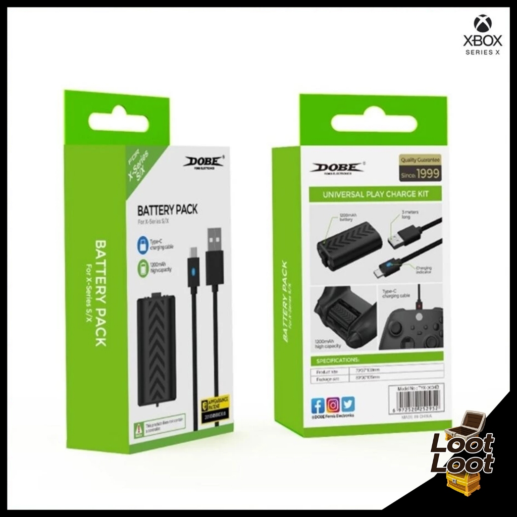 Dobe แบตเตอรี่จอย for Xbox Series S/X 1200 mAh (ชาร์จผ่านจอย)