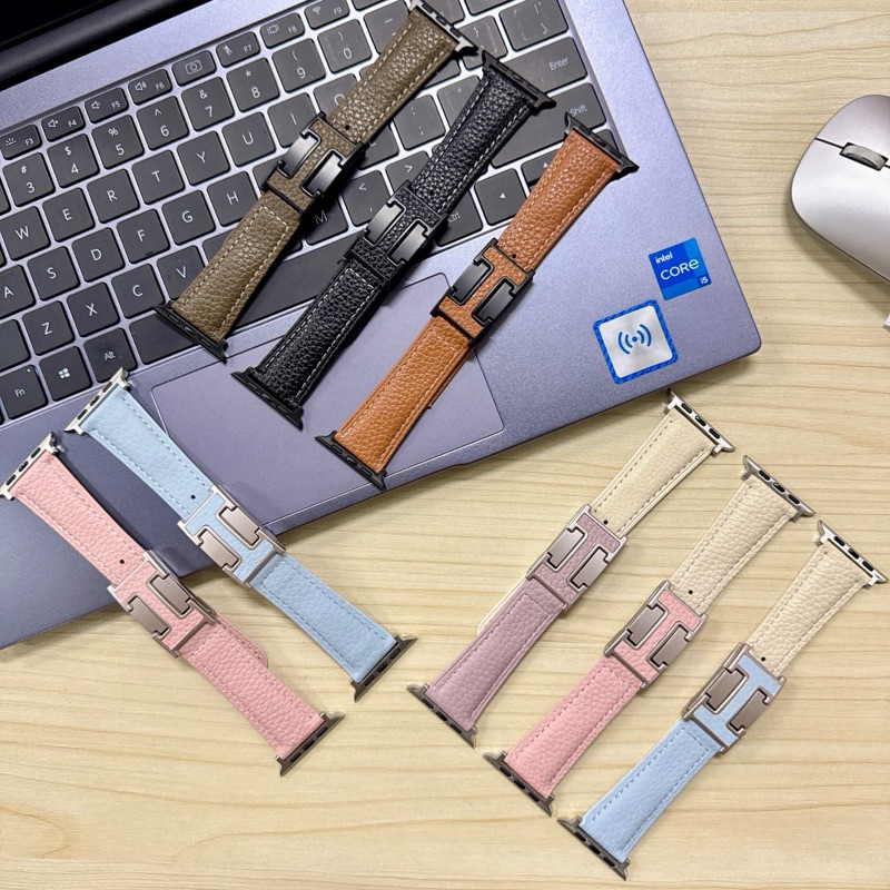 ZMZ-สายนาฬิกา Smartwatch สายหนังตัวล็อคH พรีเมี่ยม สายนาฬิกาแฟชั่น ขนาด 38/40/41/(S10)42mm 42/44/45/