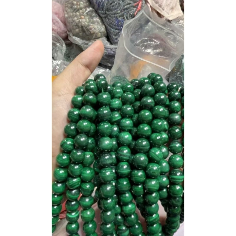 มาลาไคต์ธรรมชาติสายยาว 6มม.8มม.10มม