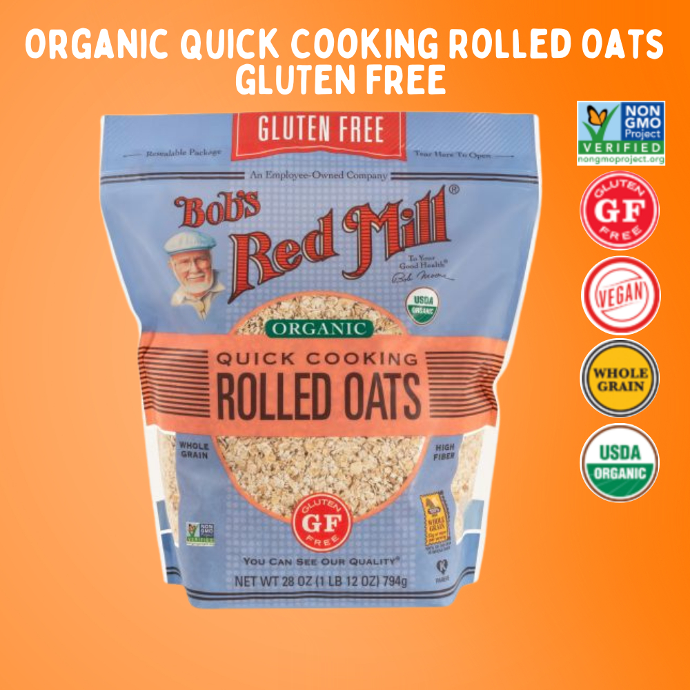 Bob's Red Mill Gluten Free Organic Quick Cooking Rolled Oats | โรลโอ๊ต ข้าวโอ๊ตแผ่น รีดแบน ออร์แกนิค