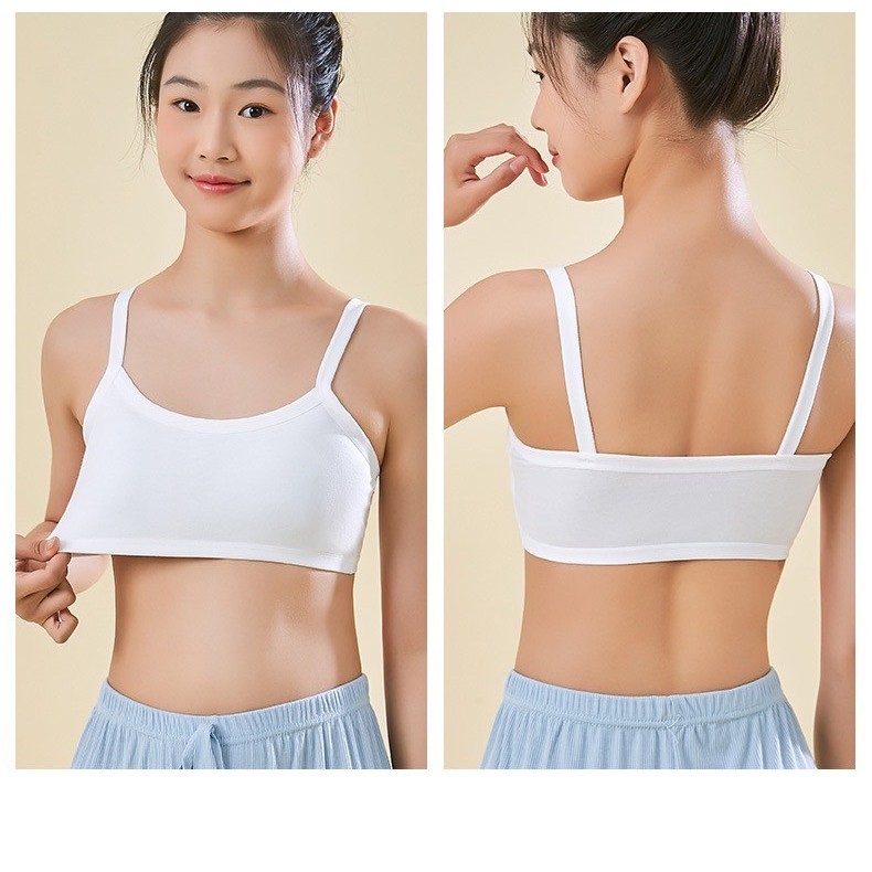 เสื้อในเด็ก มีฟองน้ำเย็บติด ซักไม่หลุด น้องๆที่เข้าสู่วับรุ่น งานผ้าคอตตอน สำหรับอายุ 9-15 ปี