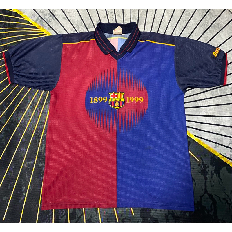 FC Barcelona 1999/2000 (Home) Centenary Rogers เสื้อแท้ 💯 ชื่อ เบอร์ Rivaldo #11 มือ 2