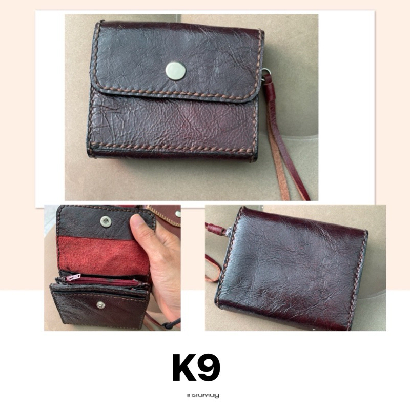 กระเป๋า Handmade หนังวัวแท้ หนังวัวแท้ นาด 4x3.3" 5 ช่องการใช้งาน 2 ช่องบัตร มีสายคล้องมือ