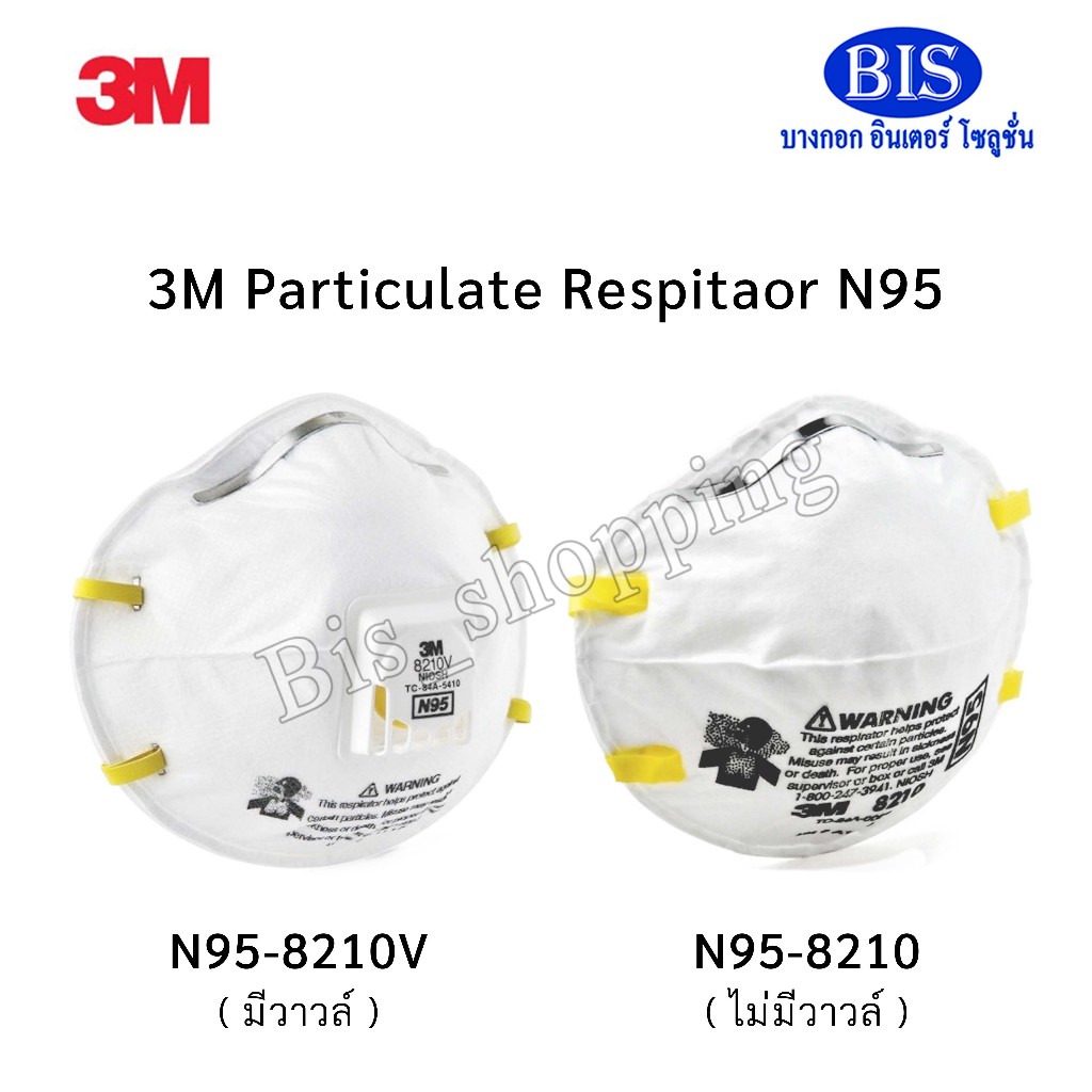 3Mหน้ากากป้องกันฝุ่นN95 ฝุ่นละออง ฝุ่นโลหะ รุ่น 8210,8210V (1 ชิ้น)