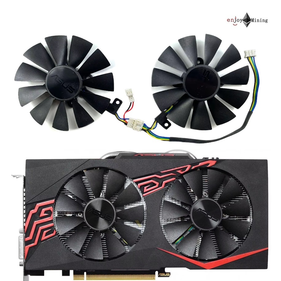พัดลมการ์ดจอ ASUS GeForce P106-100 GTX1060 1070 RX580 570 Gaming 470 Exploration OC Graphics Card Fa