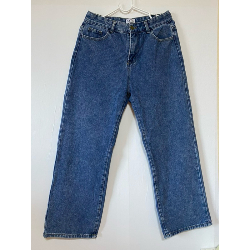 กางเกงยีนส์ขากระบอกผู้หญิง ป้าย LIZA STUDIO งานห้าง แท้ 100% ป้ายครบ สีเข้ม ใหม่มากๆ ทรงสวยกริบ L
