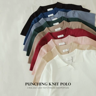 PUNCHING KNIT POLO - เสื้อโปโลผ้าไหมพรมทอลายฉลุ