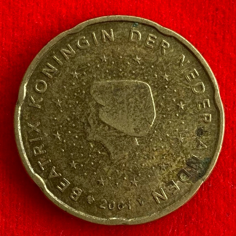 🇳🇱 เหรียญเนเธอร์แลนด์ Netherlands 20 euro cent ปี 2001 เหรียญต่างประเทศ