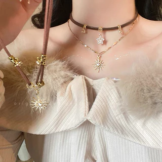 Unicrony • พร้อมส่งจากไทย สร้อยคอหนัง โบฮีเมียน 2เส้น งานสวยสไตล์ bohemians เครื่องประดับคาวบอย style