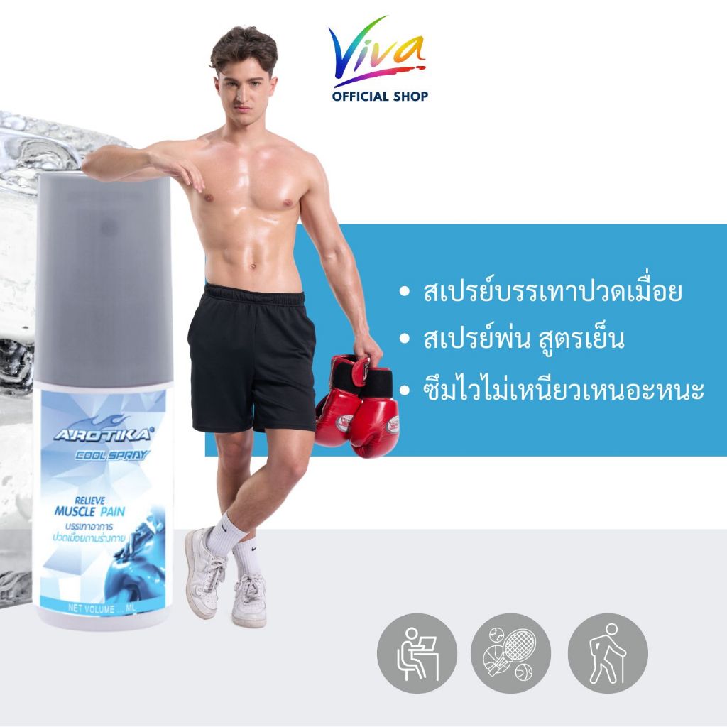 Arotika cool spray 60 ML สเปรย์บรรเทาอาการปวดเมื่อย สูตรเย็น