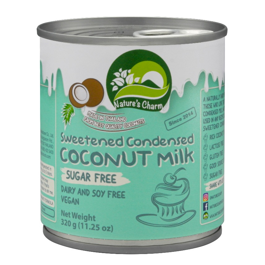Nature's Charm เนเจอร์ชาร์ม นมมะพร้าวข้นหวานสูตรไม่มีน้ำตาล กะทิข้นหวาน Sugar Free Sweetened Condensed Coconut Milk 320g