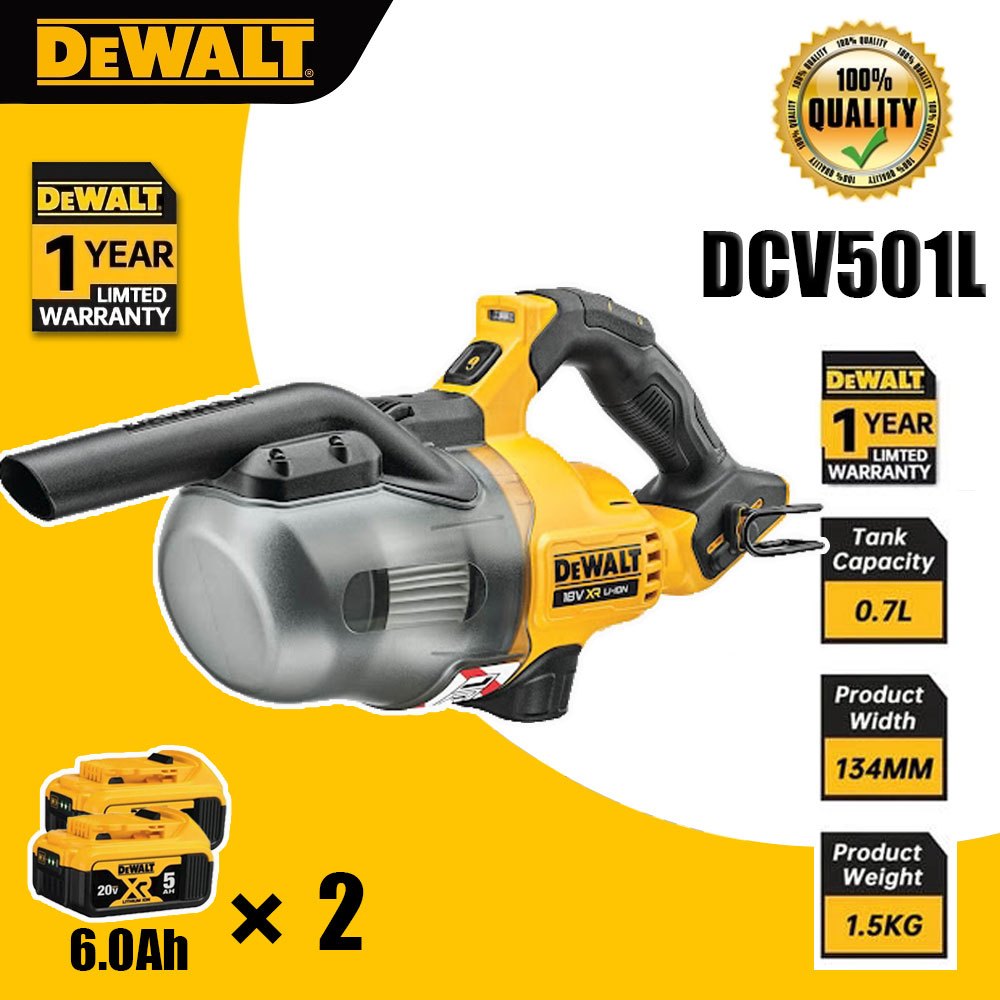 (ของแท้ 100%)DeWalt DCV501L เครื่องดูดฝุ่นไร้สาย 20V ชาร์จไฟบ้านอุตสาหกรรมมือถือเครื่องดูดฝุ่น มีแรง