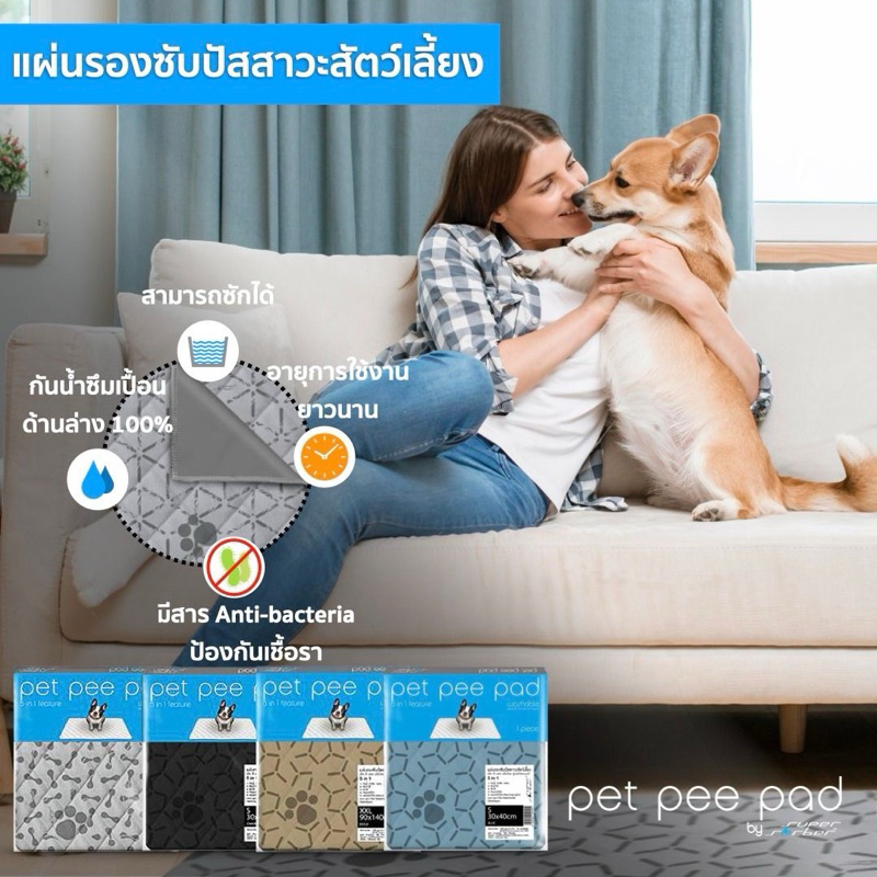 แผ่นรองซับสัตว์เลี้ยงแบบซักได้ PetPeePad เพ็ทพีแพด แผ่นปูรองกรง ปูรองถาดอาหาร ฝึกขับถ่ายกันซึม ไซส์L - รูปที่ 2