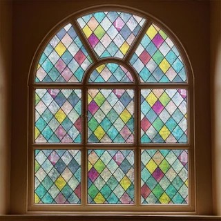 Window film ฟิล์มติดกระจก แบบสุญญากาศ เพิ่มความเป็นส่วนตัว ยาว2เมตร ติดตั้งง่าย เพิ่มความสวยงาม สติ๊กเกอร์ติดกระจกบ้าน ฟ