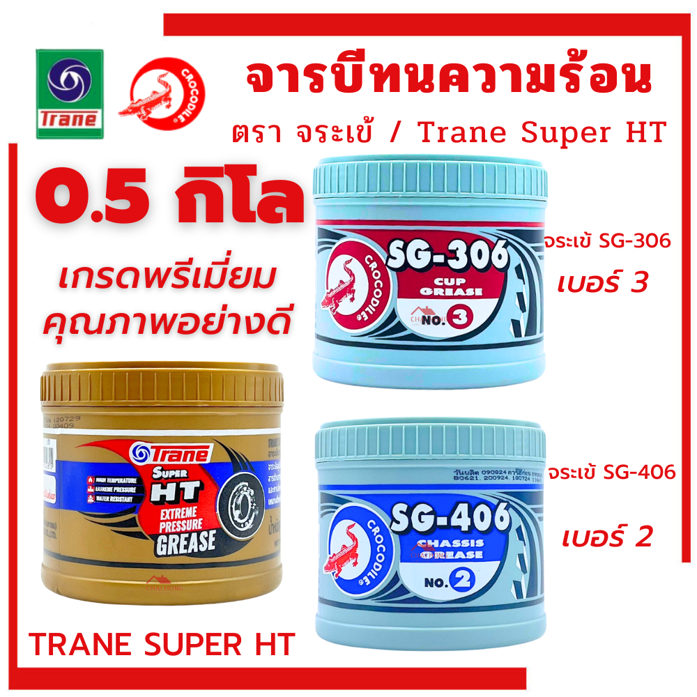 จาระบี 0.5กก เทรน HT จารบีจระเข้ SG-306 SG-406 จารบี TRANE HT เนื้อใส จระเข้แดง จระเข้น้ำเงิน